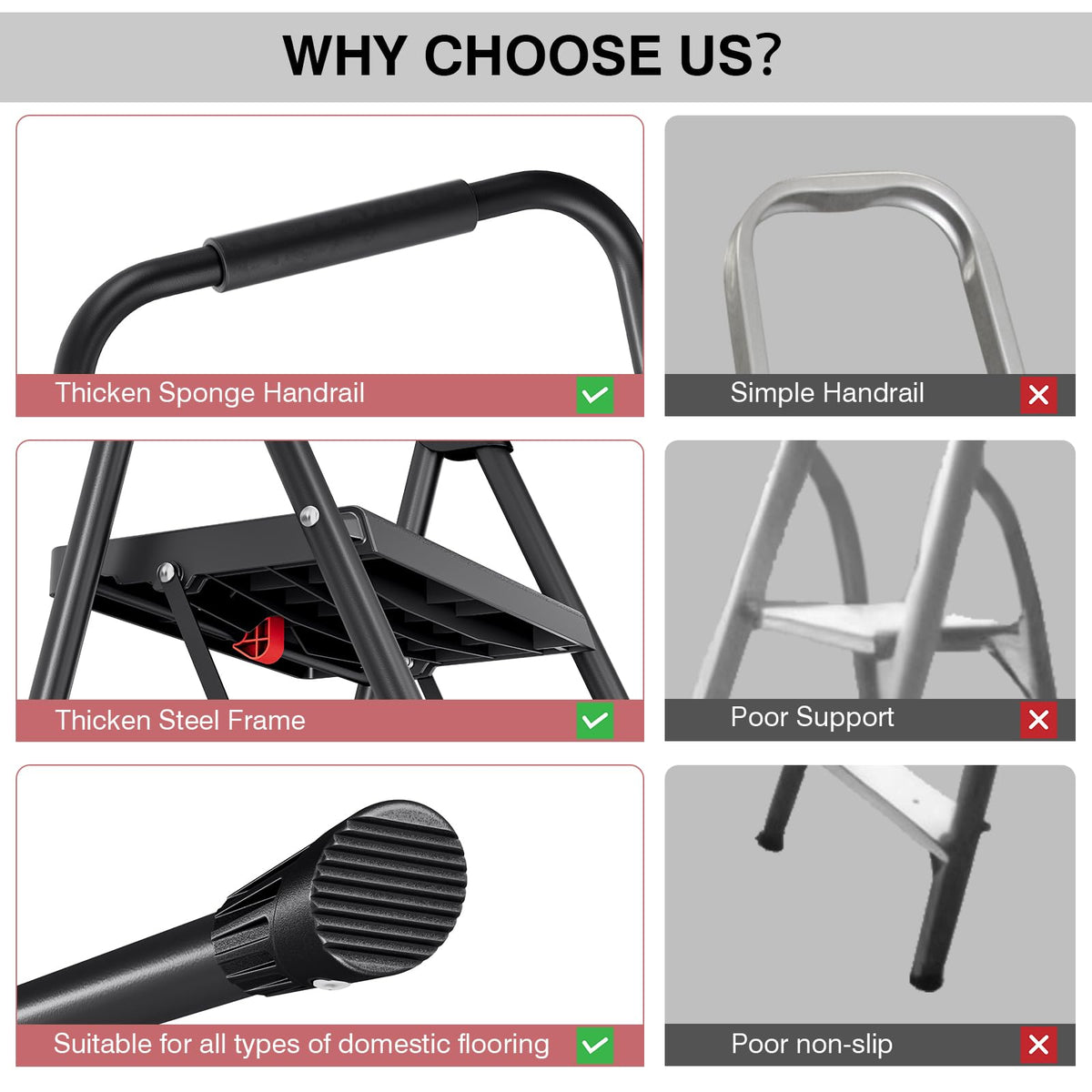 2 Step Steel Step Ladder with Handrail Z746986