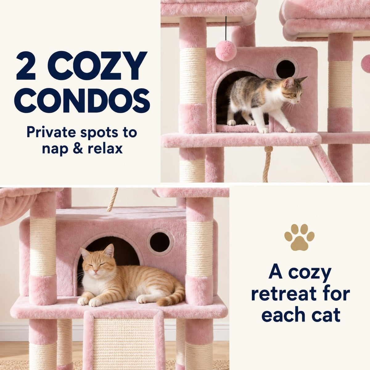 70 Inch Tall Multi-Level Cat Tree Tower with Scratching Posts, Hammock & Perches N139