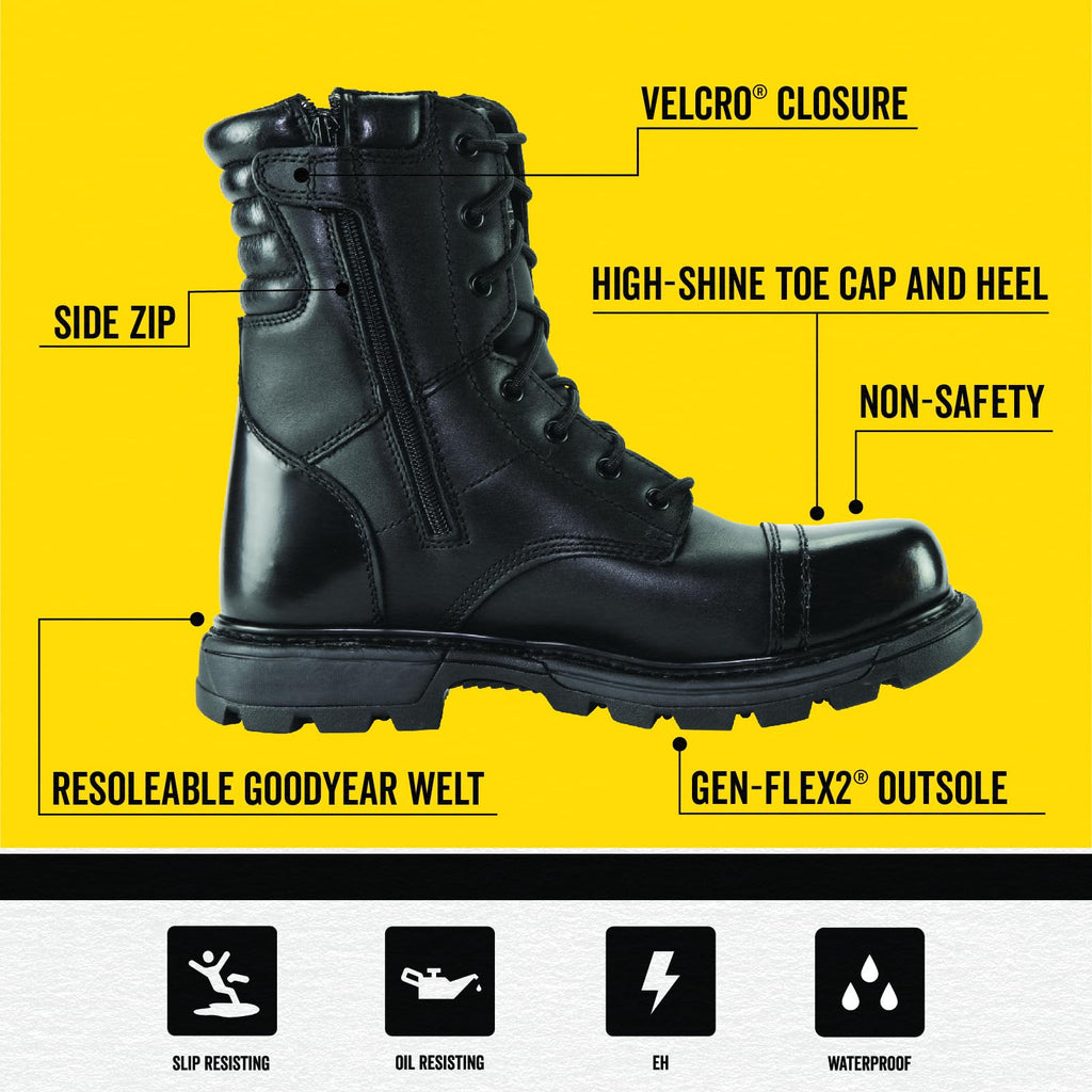8" Side-Zip Leather Tactical Boots T6055
