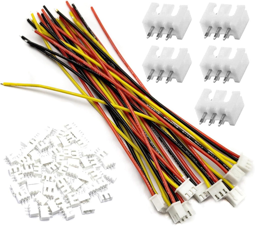 50Pcs 25Pairs JST-XH 2.54mm 3 Pin Connector Kit with Flat Wire Cable O7778