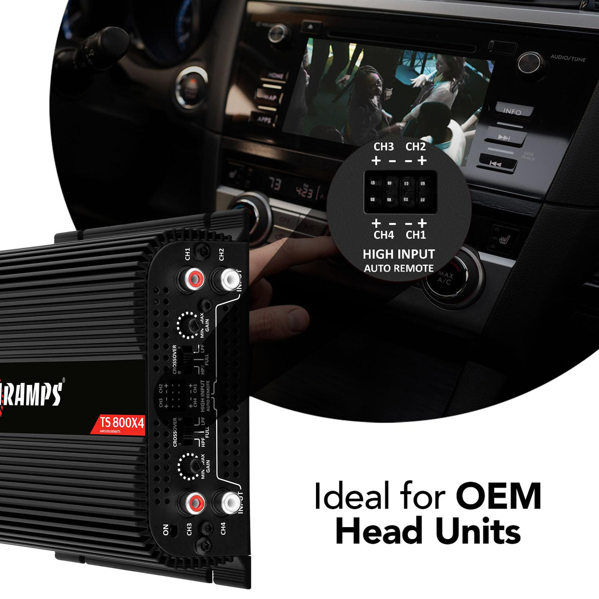 Black 800W RMS 4 Channel Class D Car Amplifier A4983