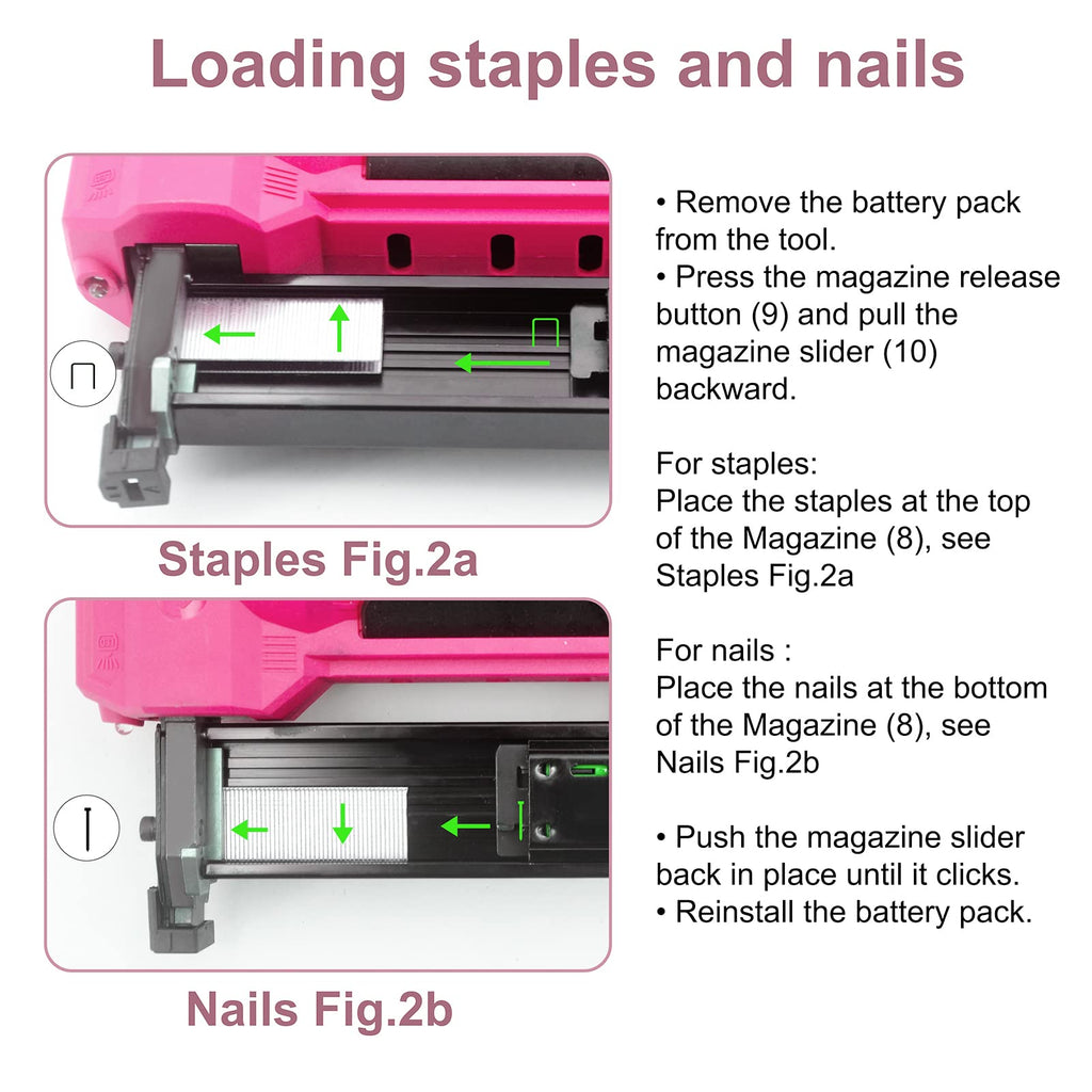 20V Cordless 18 Gauge 2 in 1 Brad Nailer & Stapler Kit F5894