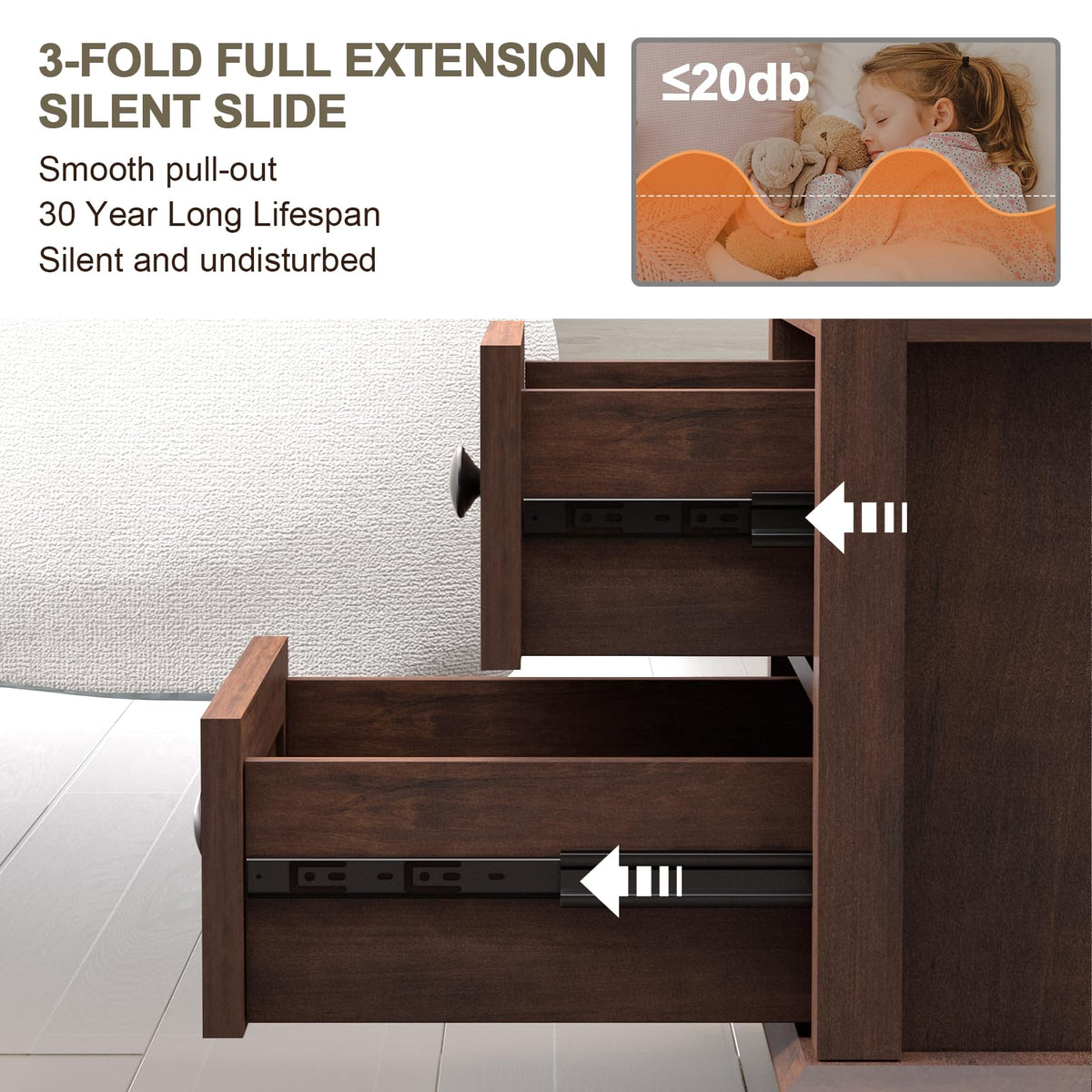 24" Tall End Table with Charging Station & 2 Drawers G149516