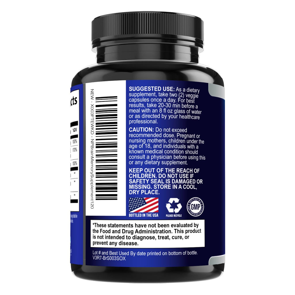 120 Capsules Brain Memory Supplement with Vitamin B6 B12 Folate & Phosphatidylserine W501424