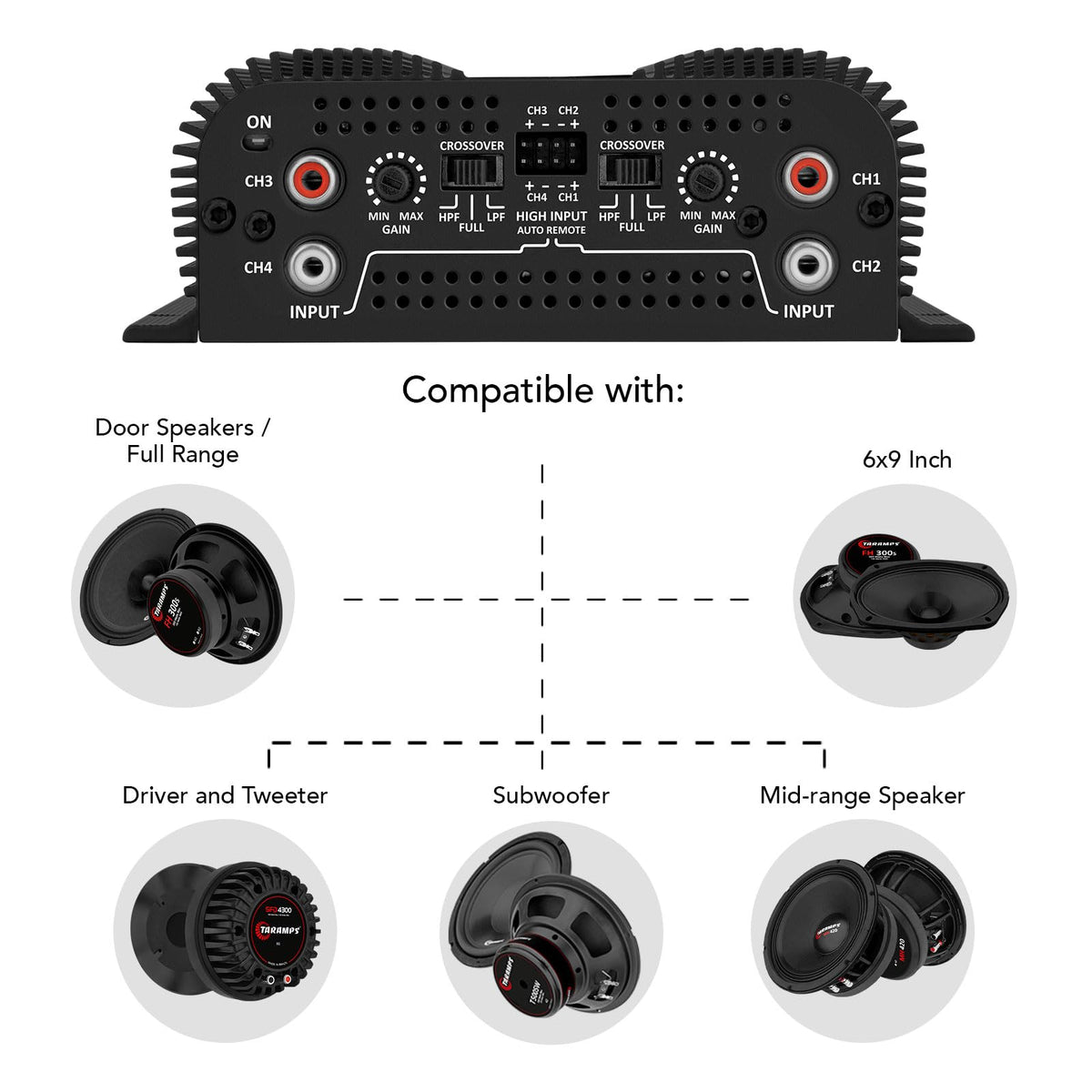 Black 800W RMS 4 Channel Class D Car Amplifier A4983