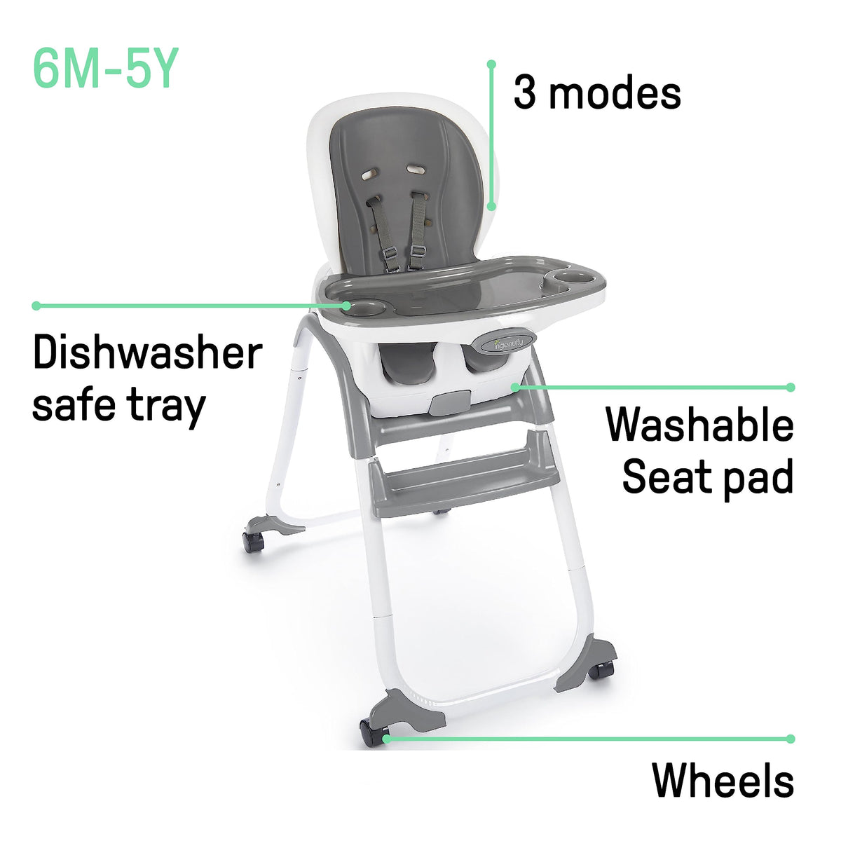 3-in-1 High Chair Convertible to Booster Seat & Toddler Chair E1912