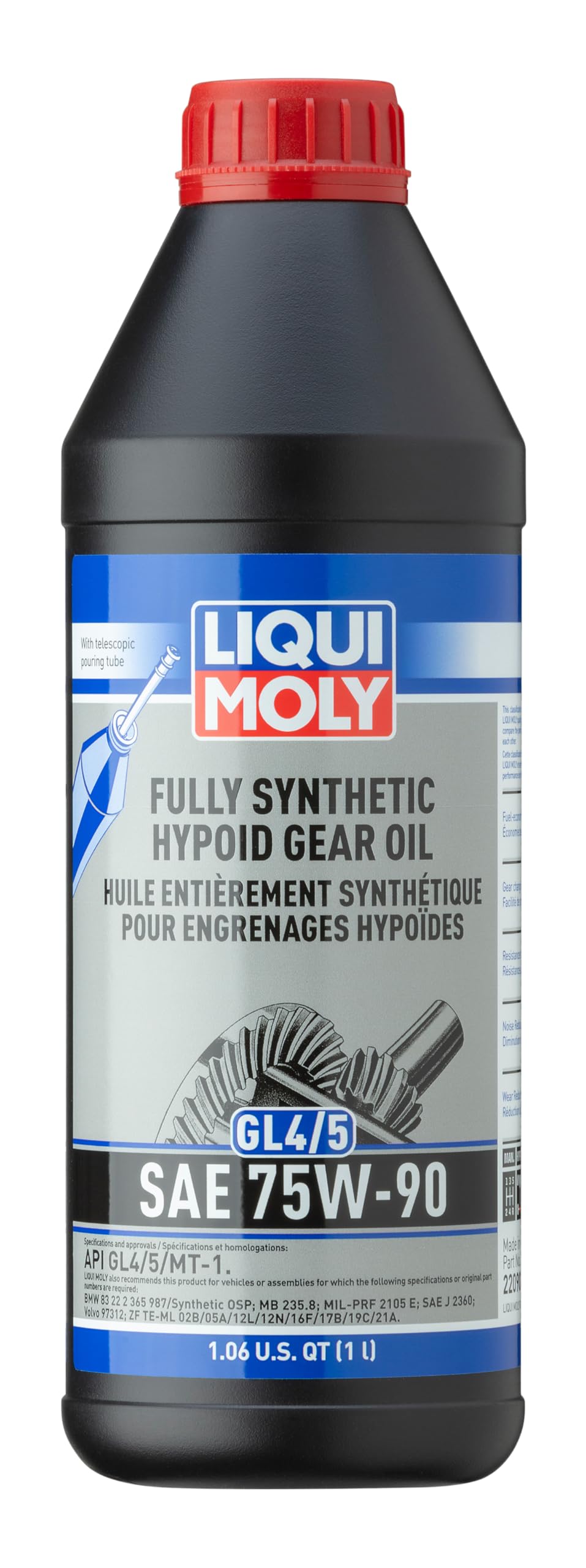 Fully Synthetic Hypoid Gear Oil GL4/5 SAE 75W-90 1 Liter Z2645