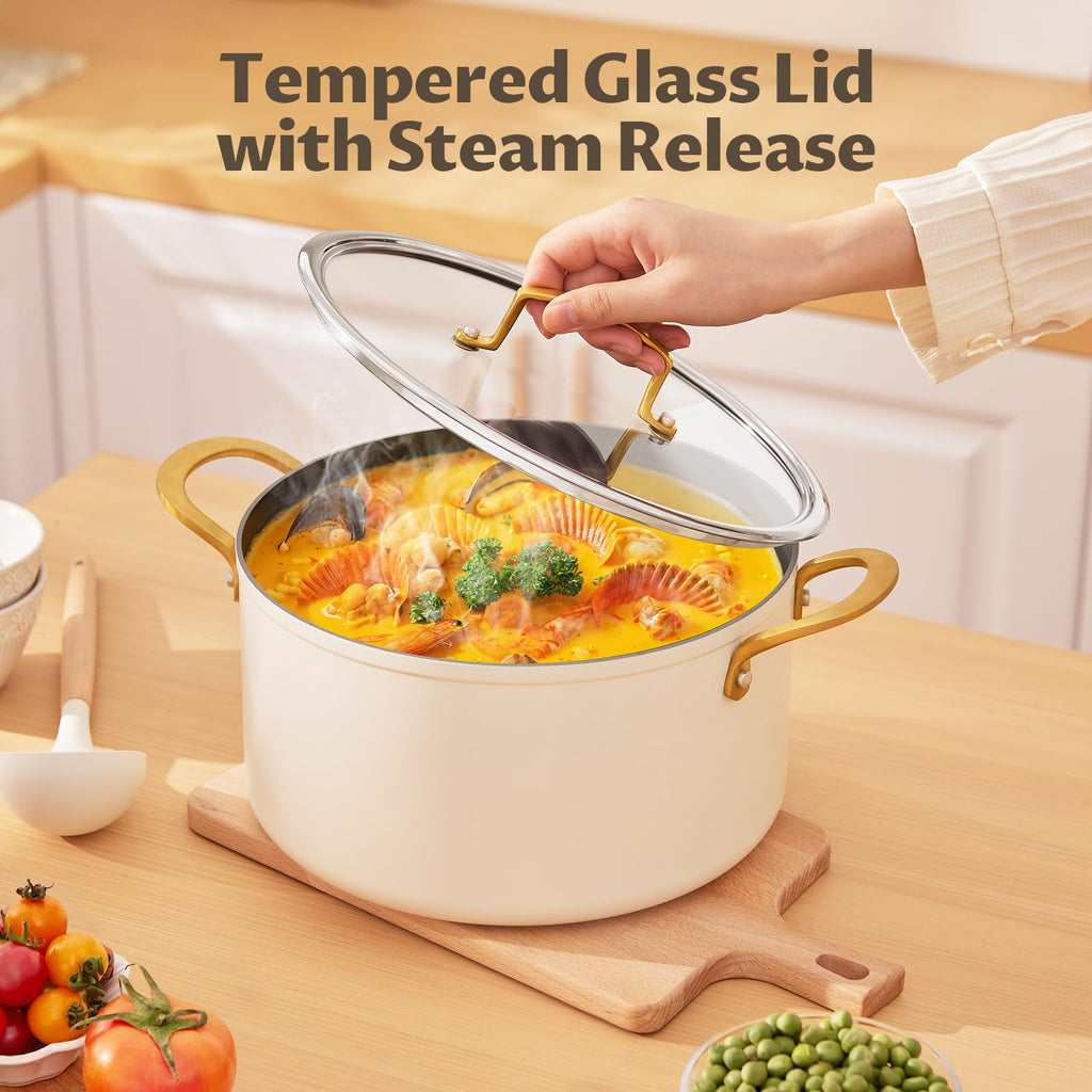 12QT Ceramic Nonstick Stock Pot with Lid G4139