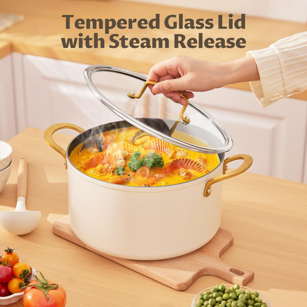 12QT Ceramic Nonstick Stock Pot with Lid G4139