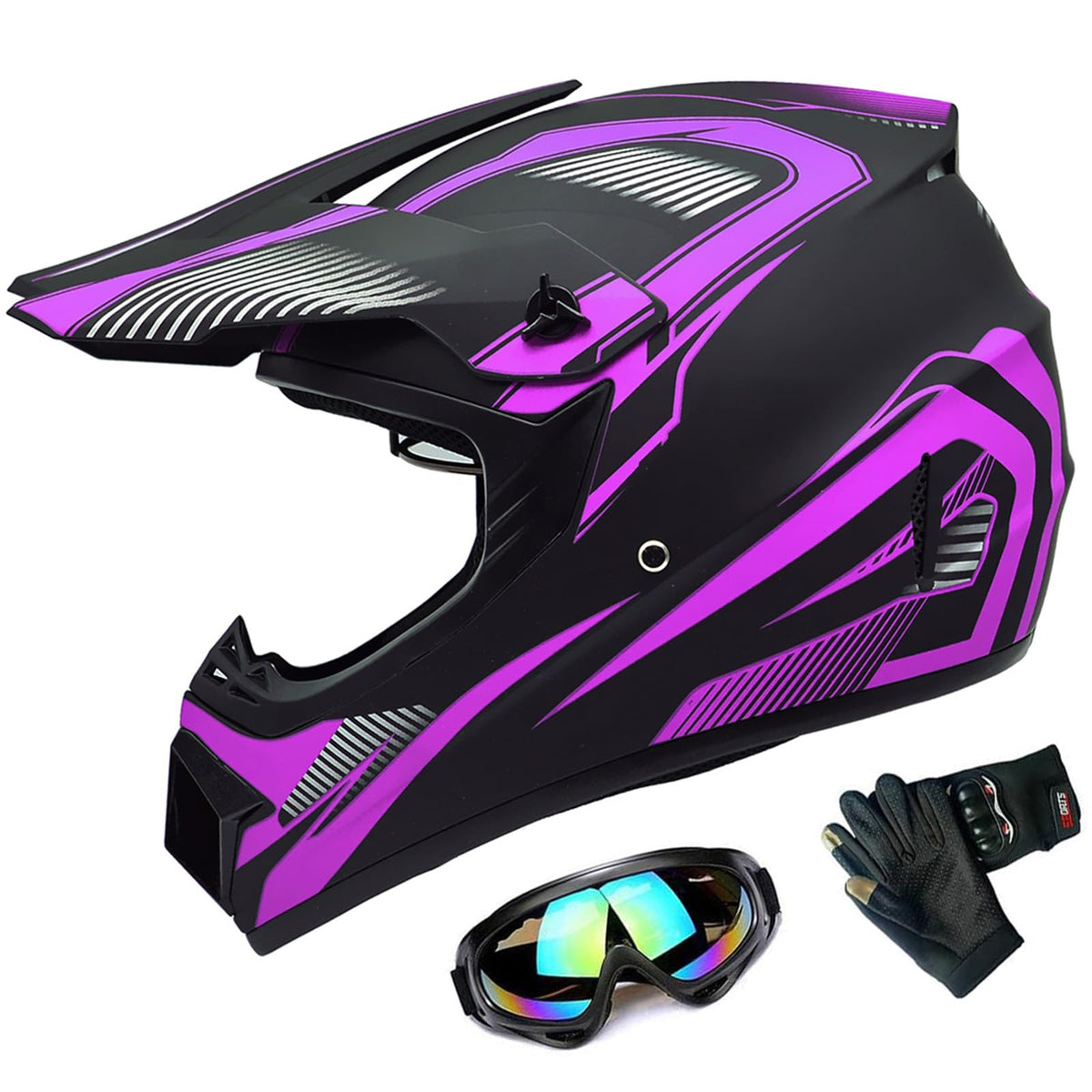 Adult Off-Road ATV Motocross Helmets with Goggles Gloves K56697
