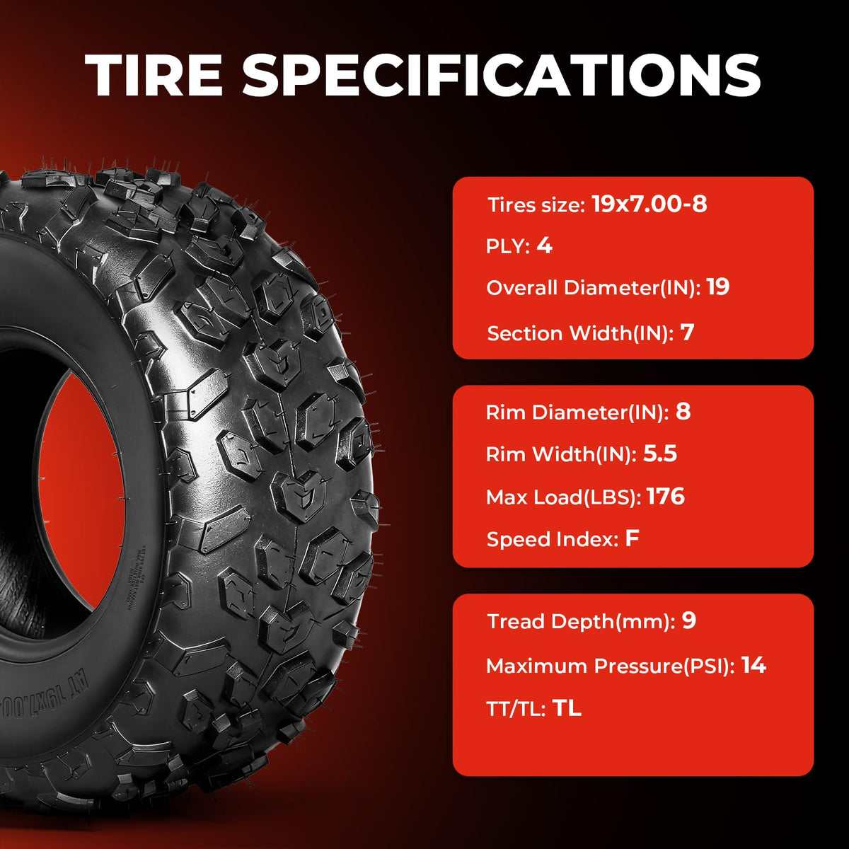 19x7-8 ATV/UTV Tires Set of 2 H62685