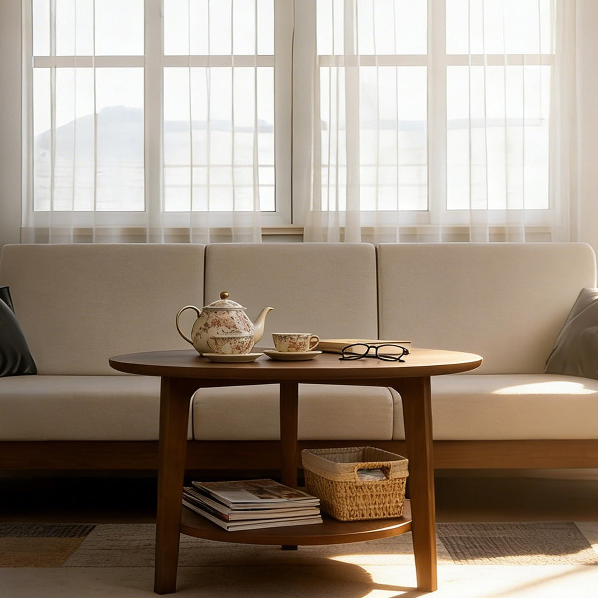 2-Tier Round Wood Coffee Table V632380