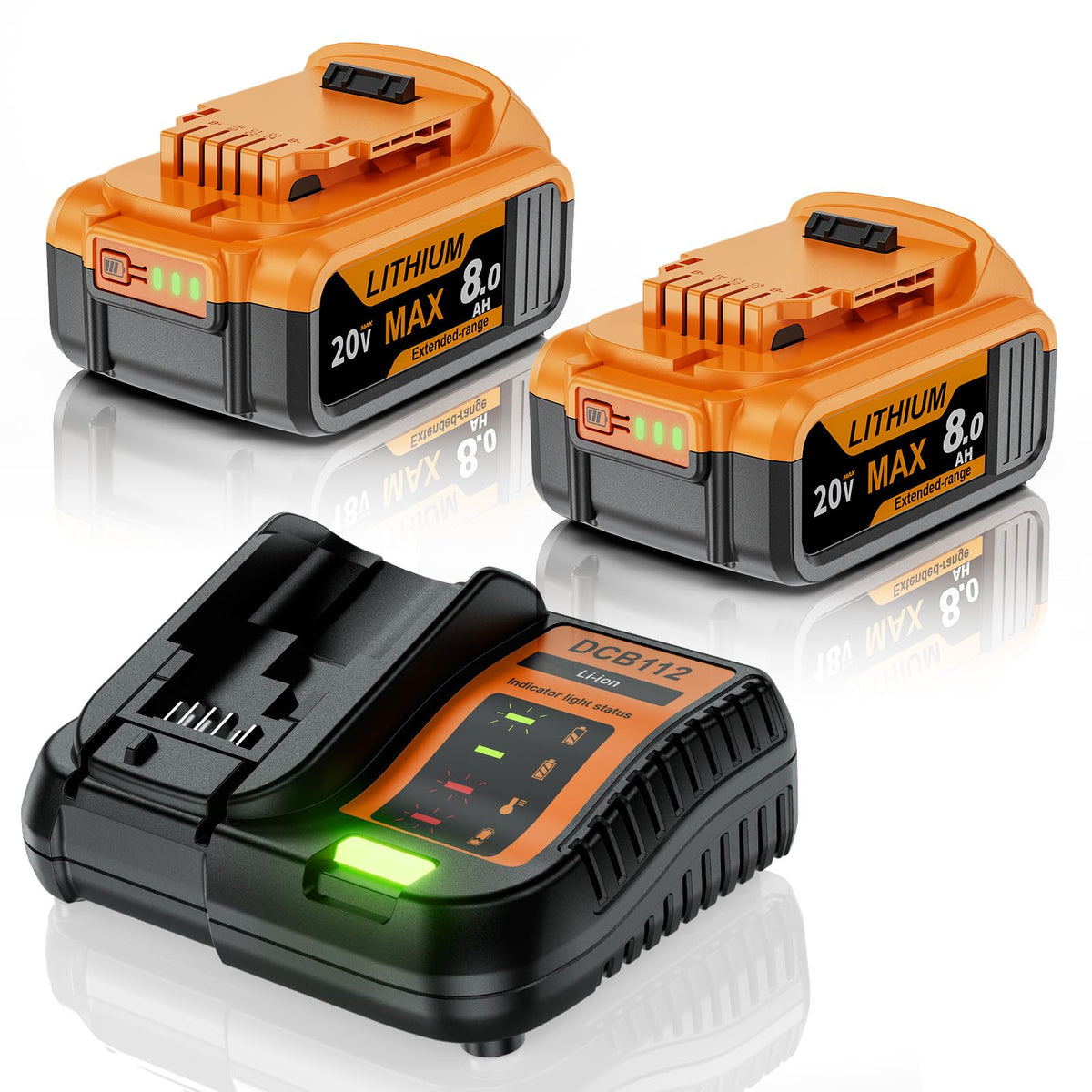 2 Pack 8.0Ah 20V Max Battery and Charger E5210