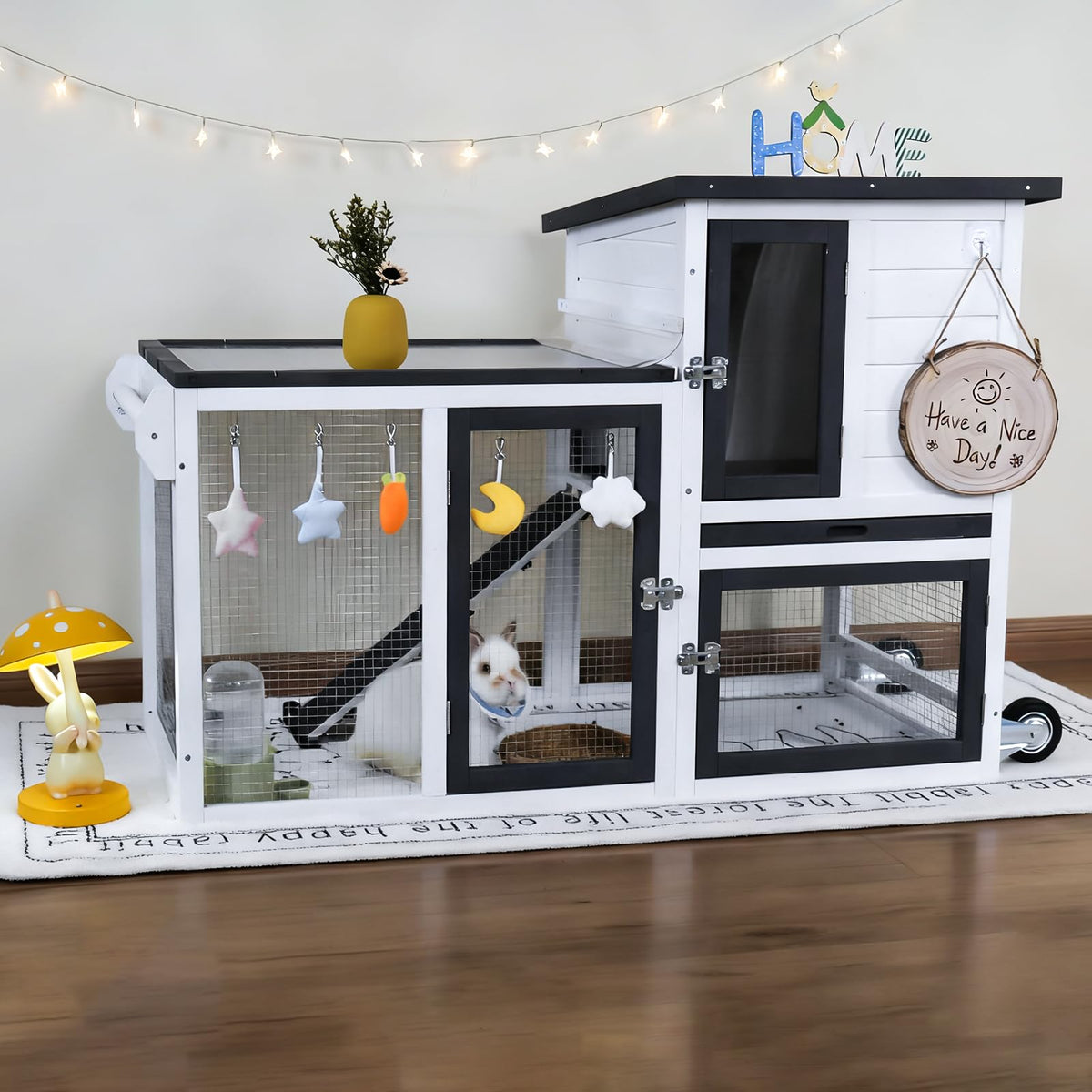 2-Story Rabbit Hutch with Pull-Out Tray & Wheels O663984