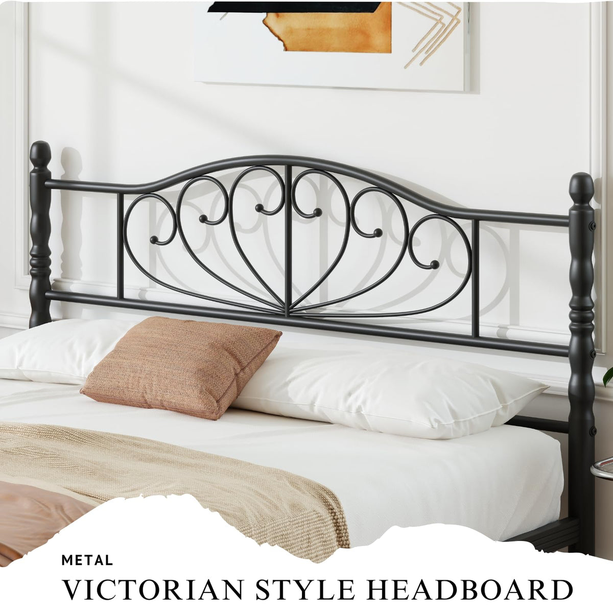 12" Metal Full Platform Bed Frame with Headboard C5743