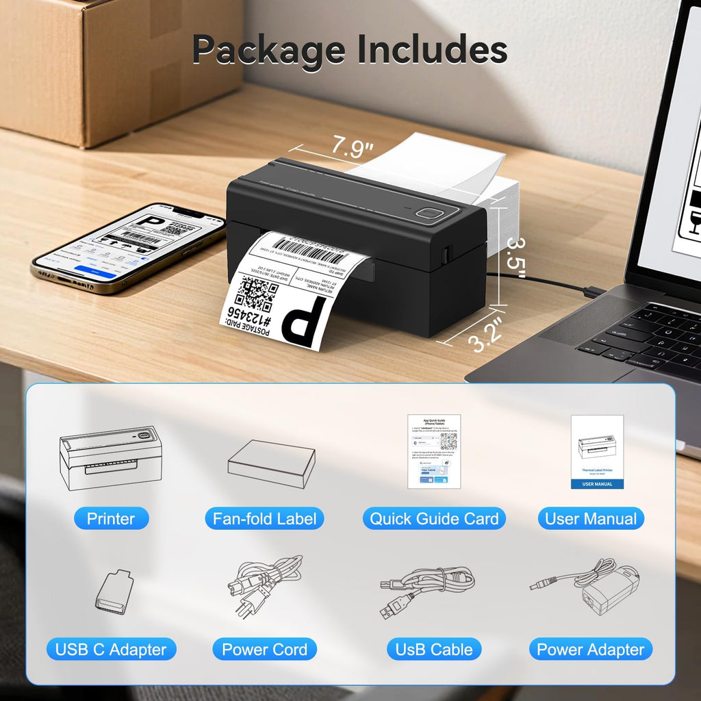 Bluetooth Thermal Shipping Label Printer, Wireless 4x6 I188