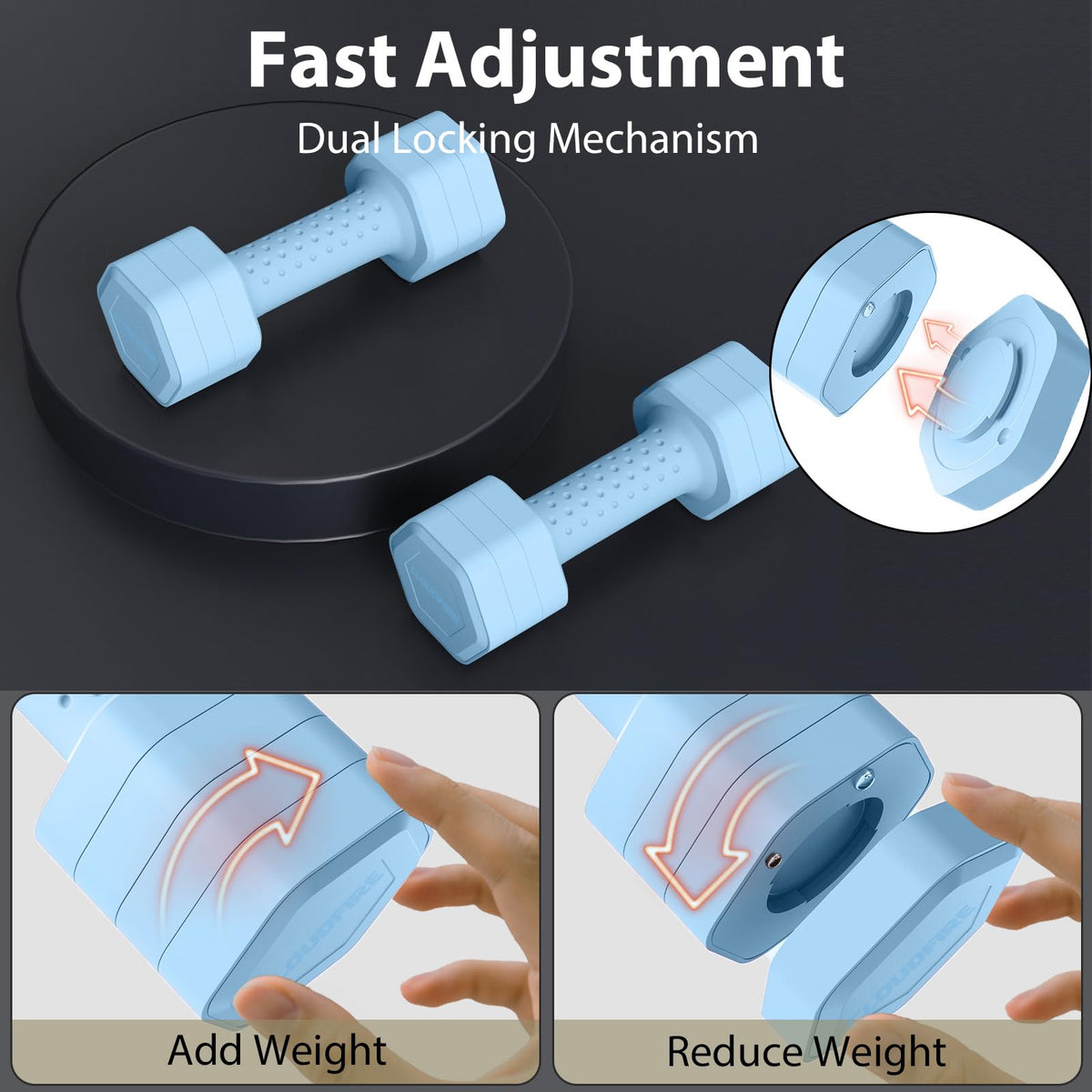 Adjustable 4 in 1 Dumbbell Set of 2, 5 lb Q71342