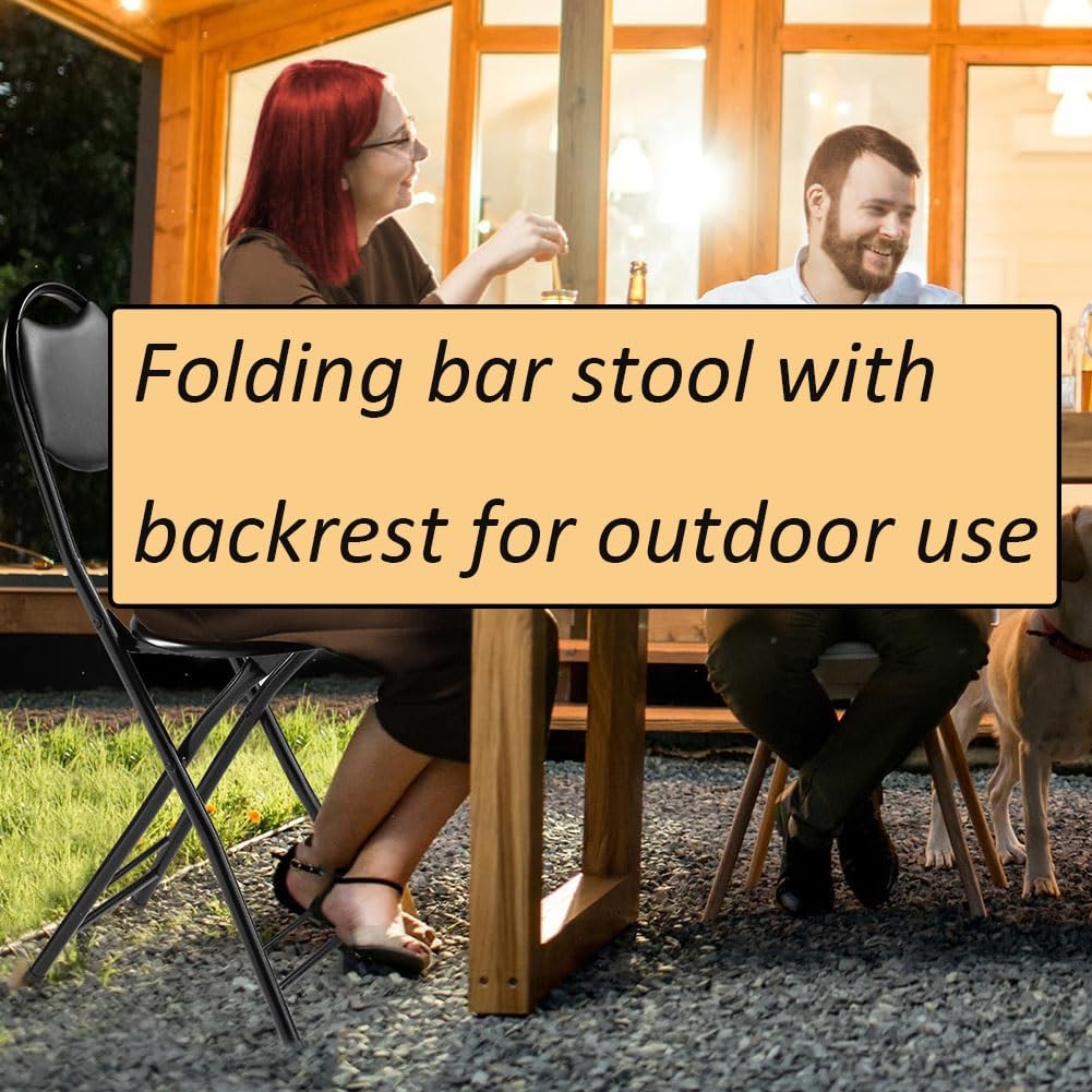 18 Inch Black Folding Bar Stool with Back T935311