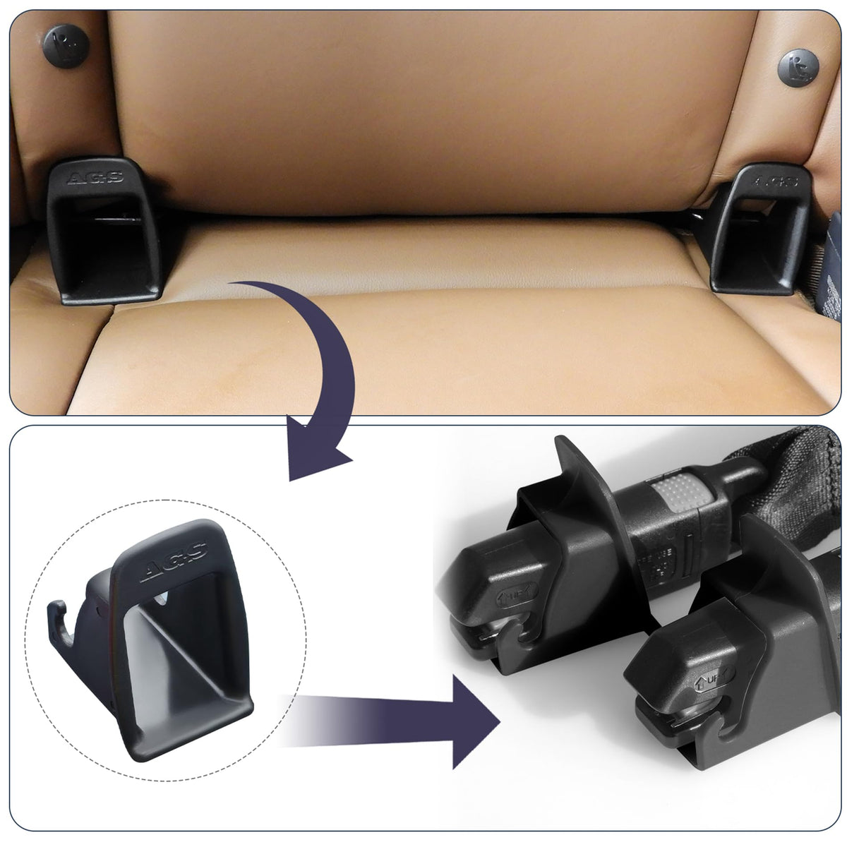 4Pcs Black Car Seat Latch Guides I791694