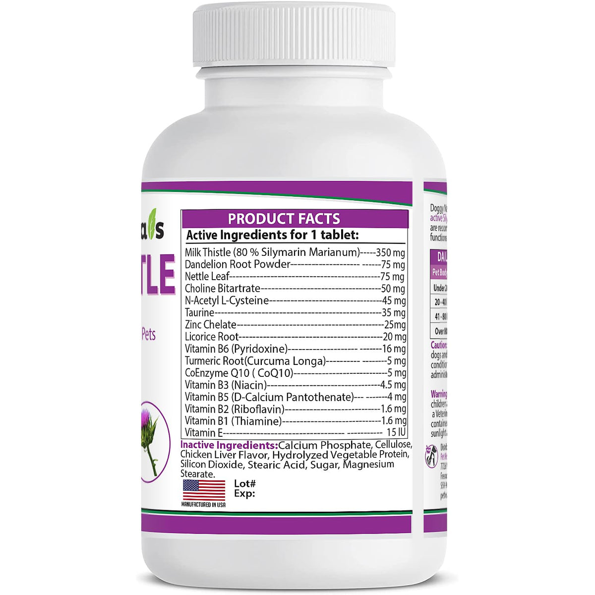 Milk Thistle Liver Health Supplement for Dogs 120 tabs T849668