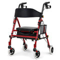 Foldable Rollator Walker with Seat, 300 Lb Capacity, Red N644