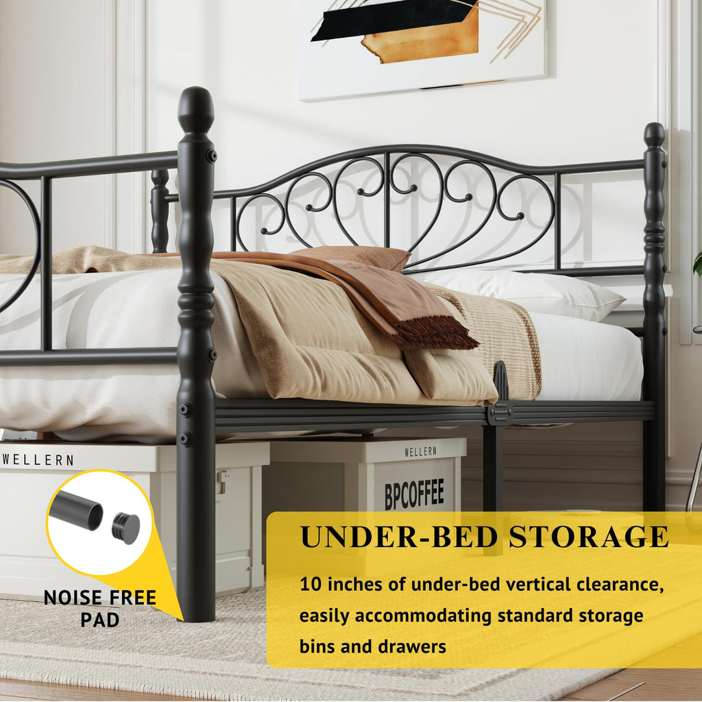 12" Metal Full Platform Bed Frame with Headboard C5743