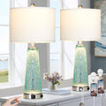 26" Glass Table Lamps with USB A+C Ports & Outlet R361
