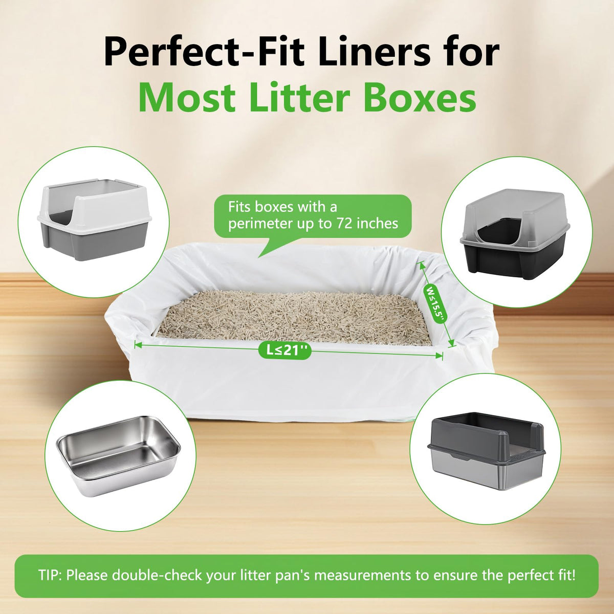 40 Count Cat Litter Box Liners with Drawstring E156