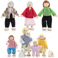 Wooden Dollhouse Dolls Family Set of 8 Miniature Figures and 2 Pets Q229595