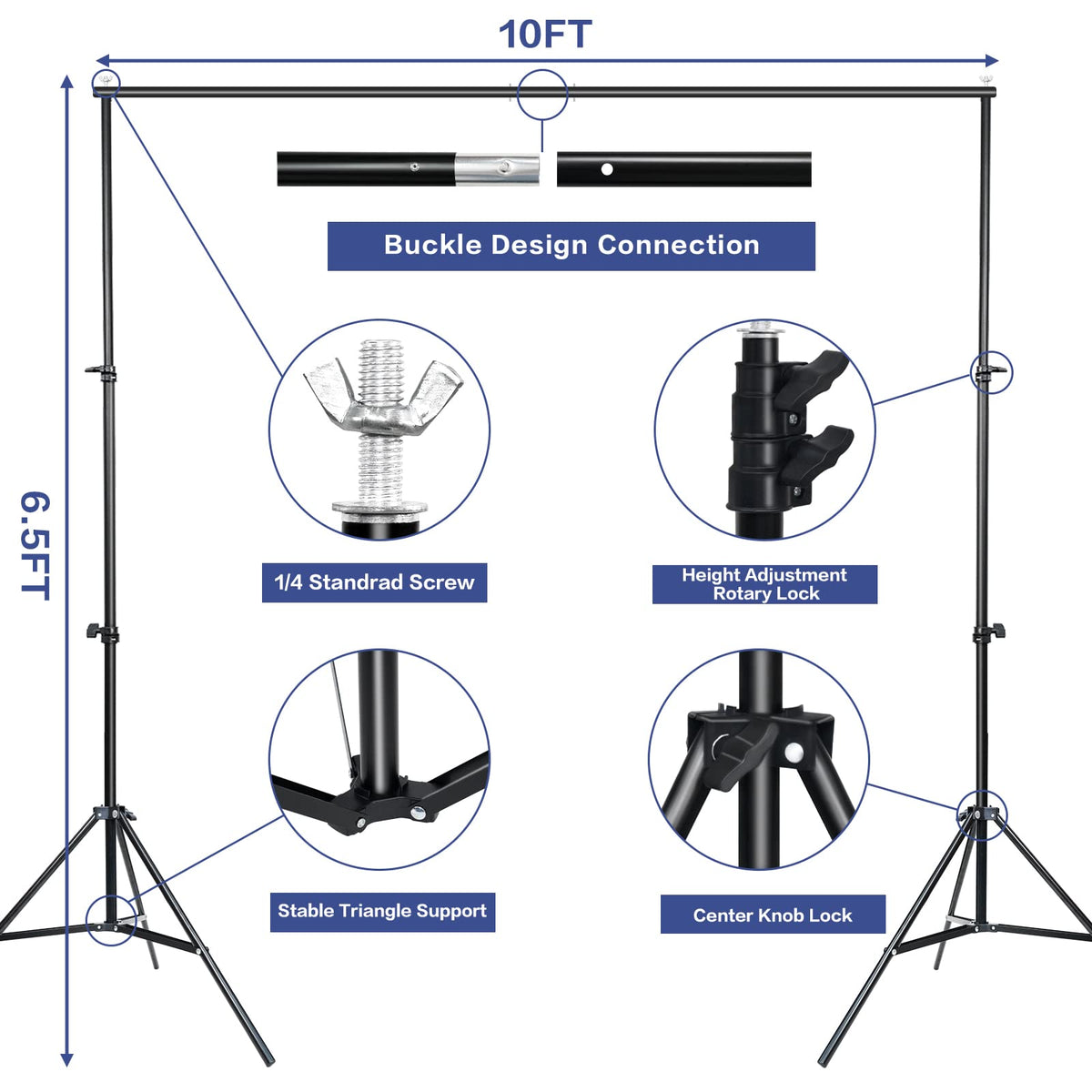 Adjustable Photo Backdrop Stand Kit with Carry Bag Q256
