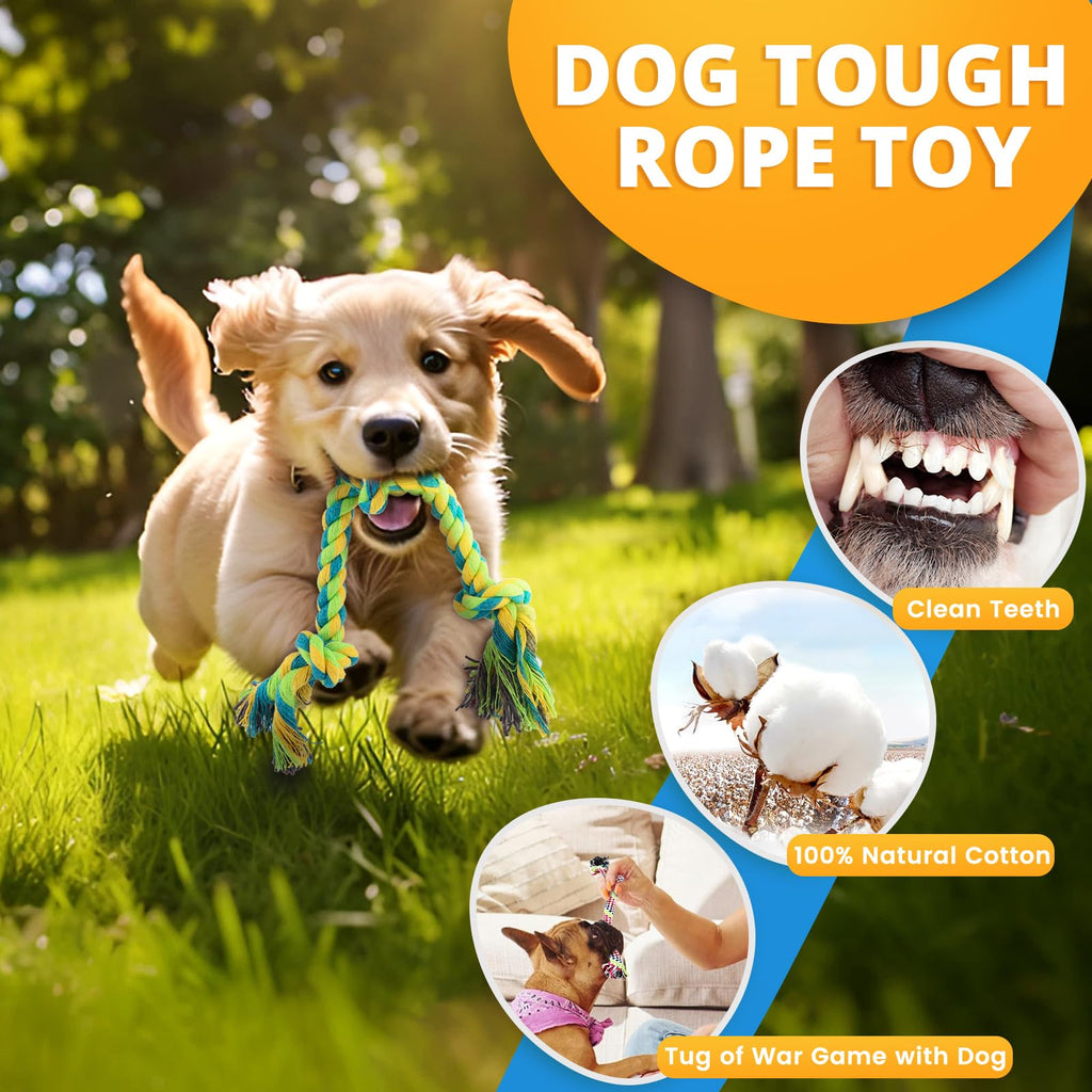 8 Pack Puppy Chew Toys with Squeaky Plush Rope and Ball U892963