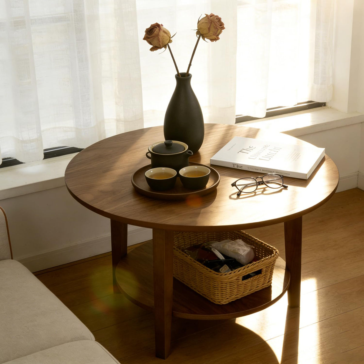 2-Tier Round Wood Coffee Table V632380