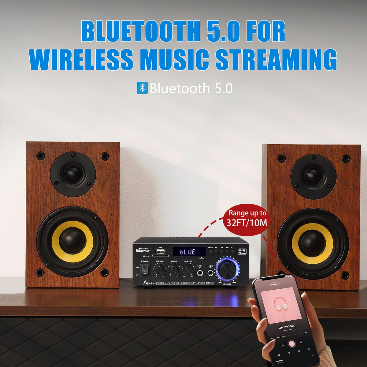 400W 2 Channel Bluetooth 5.0 Stereo Audio Amplifier K598