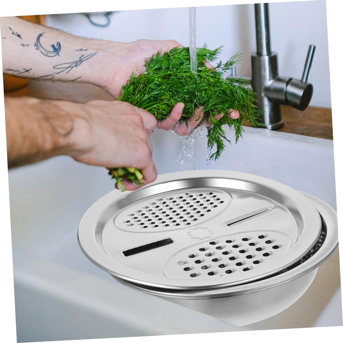 Metal Vegetable Washing Basket Strainer Bowl W197784