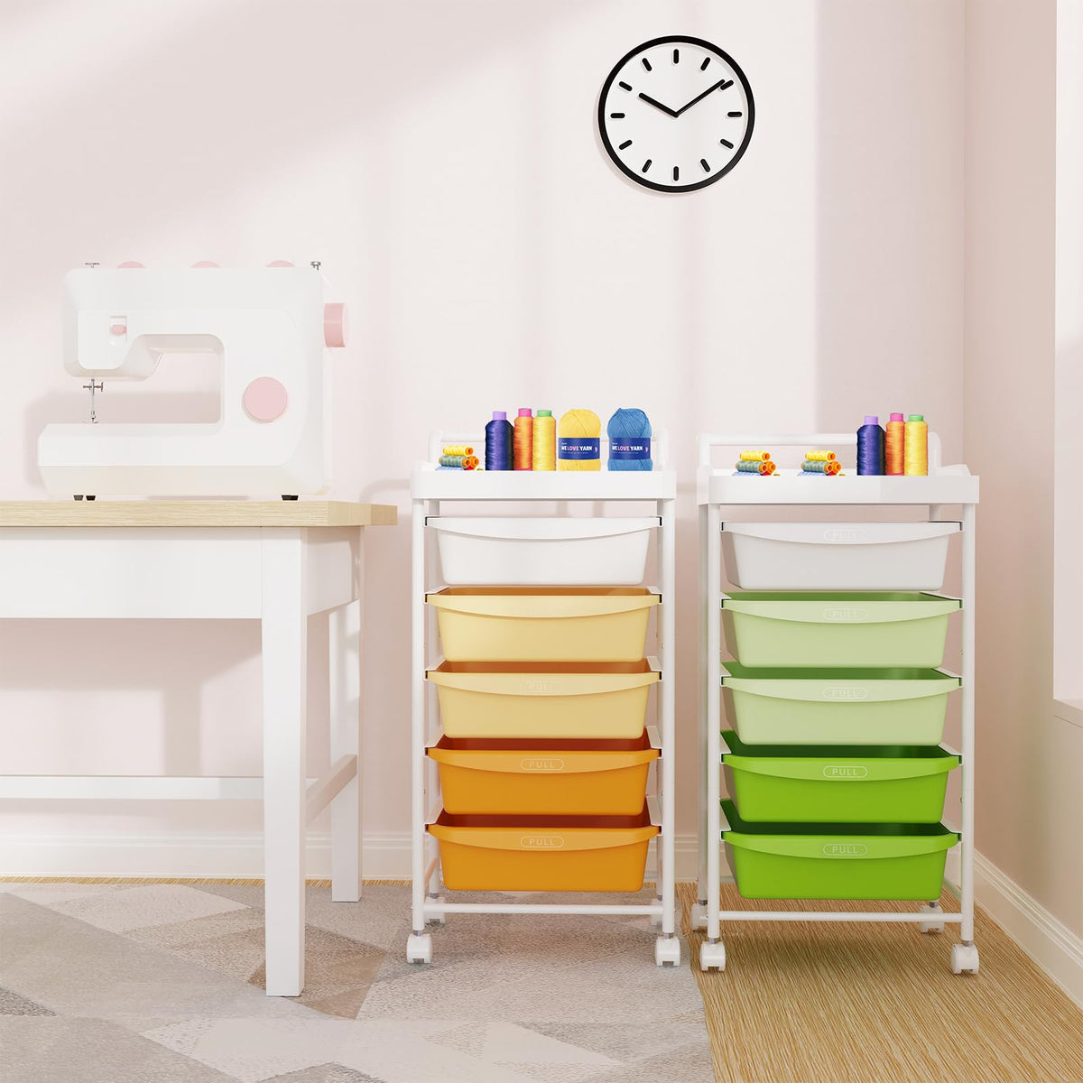 5 Drawers Plastic Rolling Storage Cart with Wheels T204