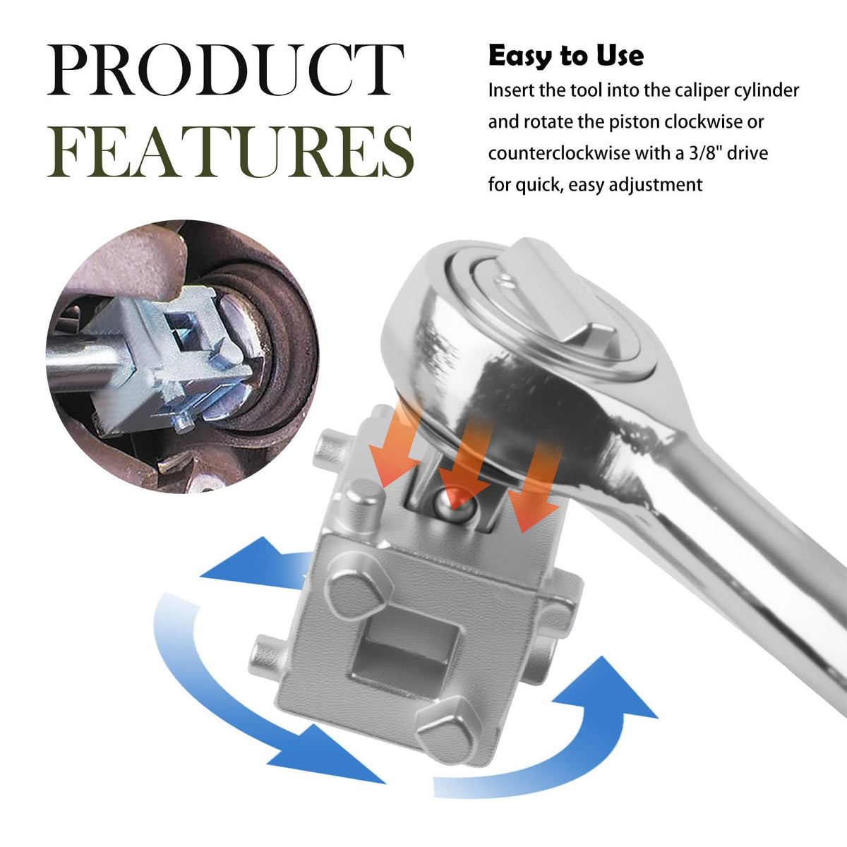 Brake Caliper Compression Tool with 3/8" Square Drive Hole N74565