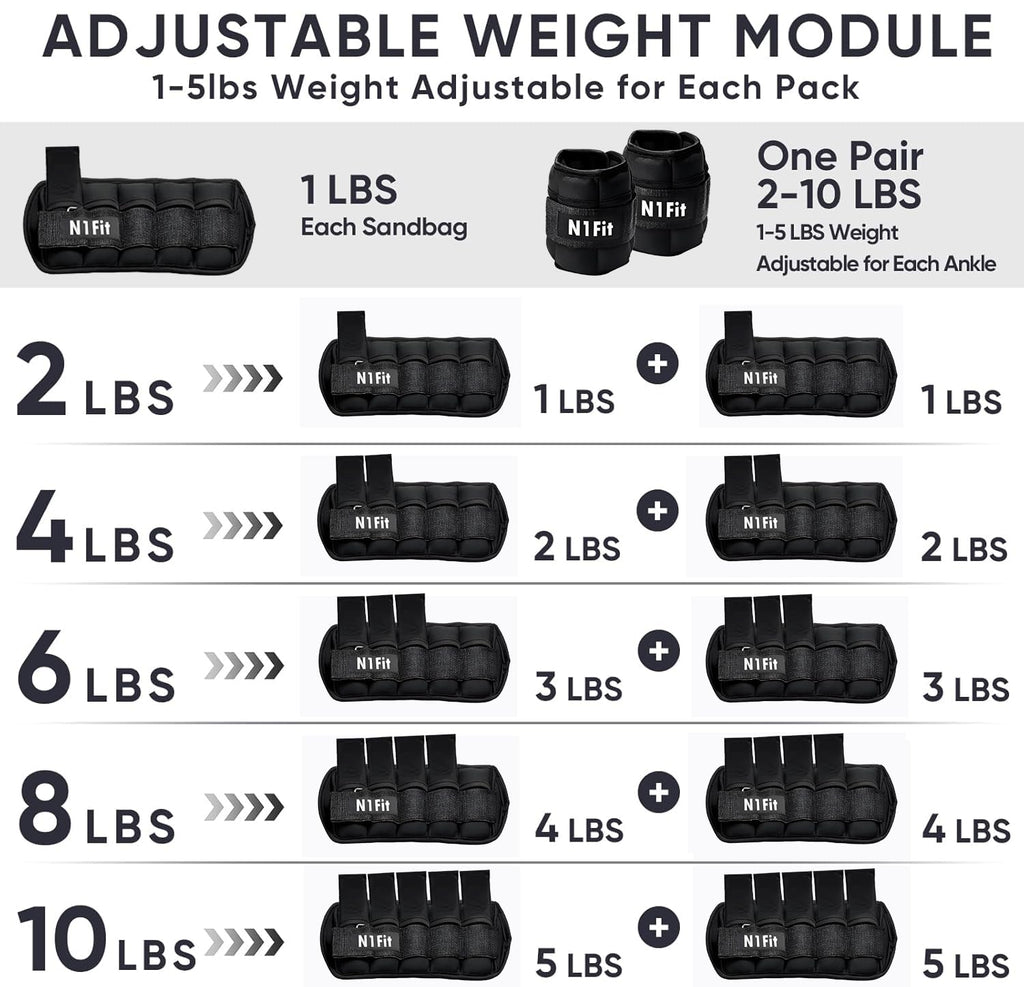 10lbs/Pair Adjustable Ankle Weights W680