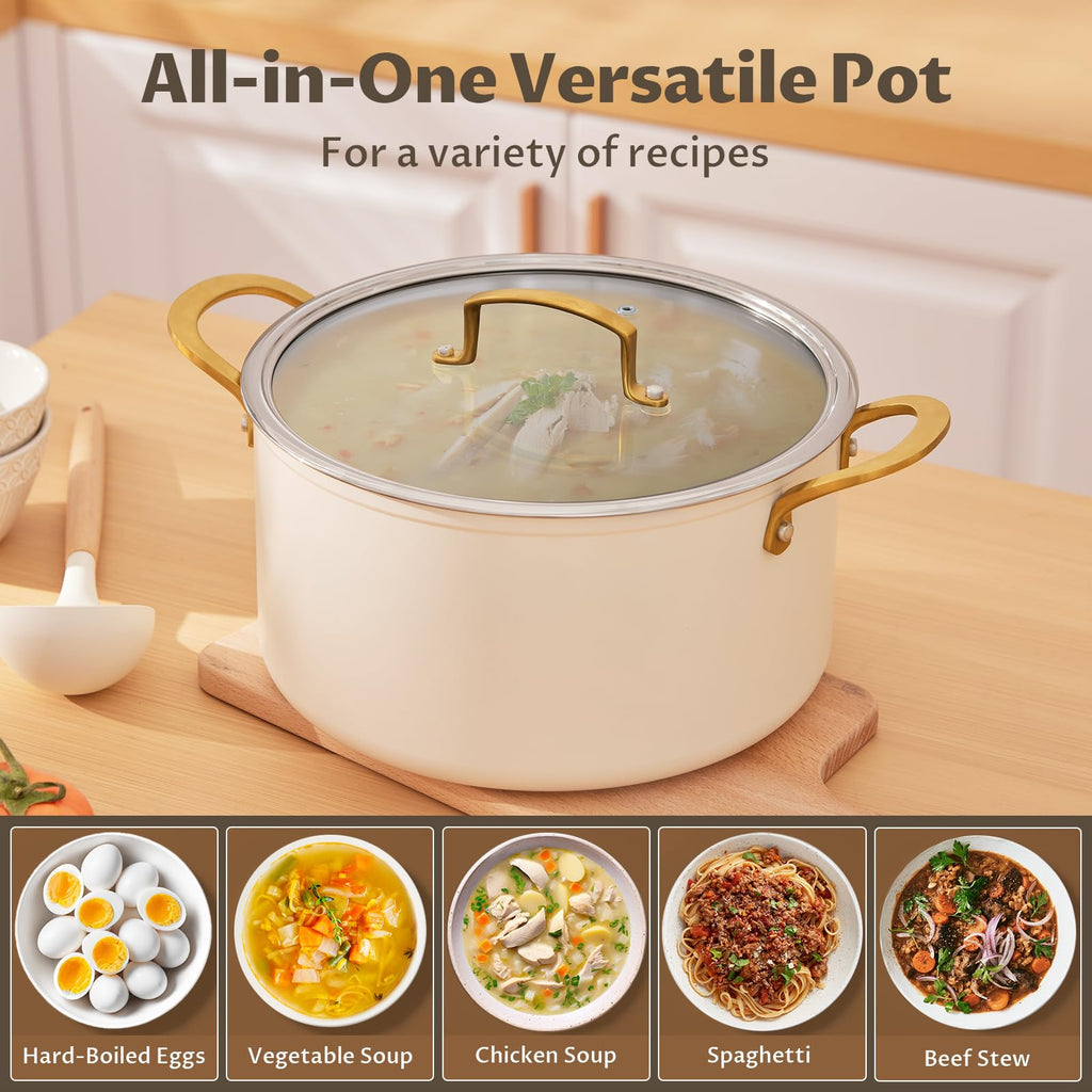 12QT Ceramic Nonstick Stock Pot with Lid G4139