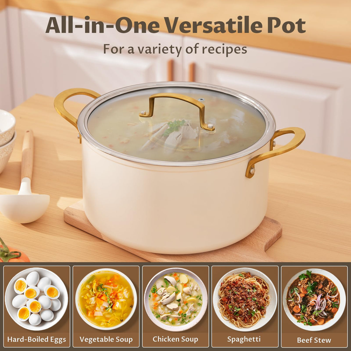 12QT Ceramic Nonstick Stock Pot with Lid G4139