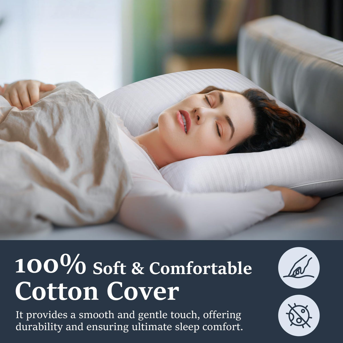 Goose Feather King Size Set of 2 Cotton Pillows Q483262