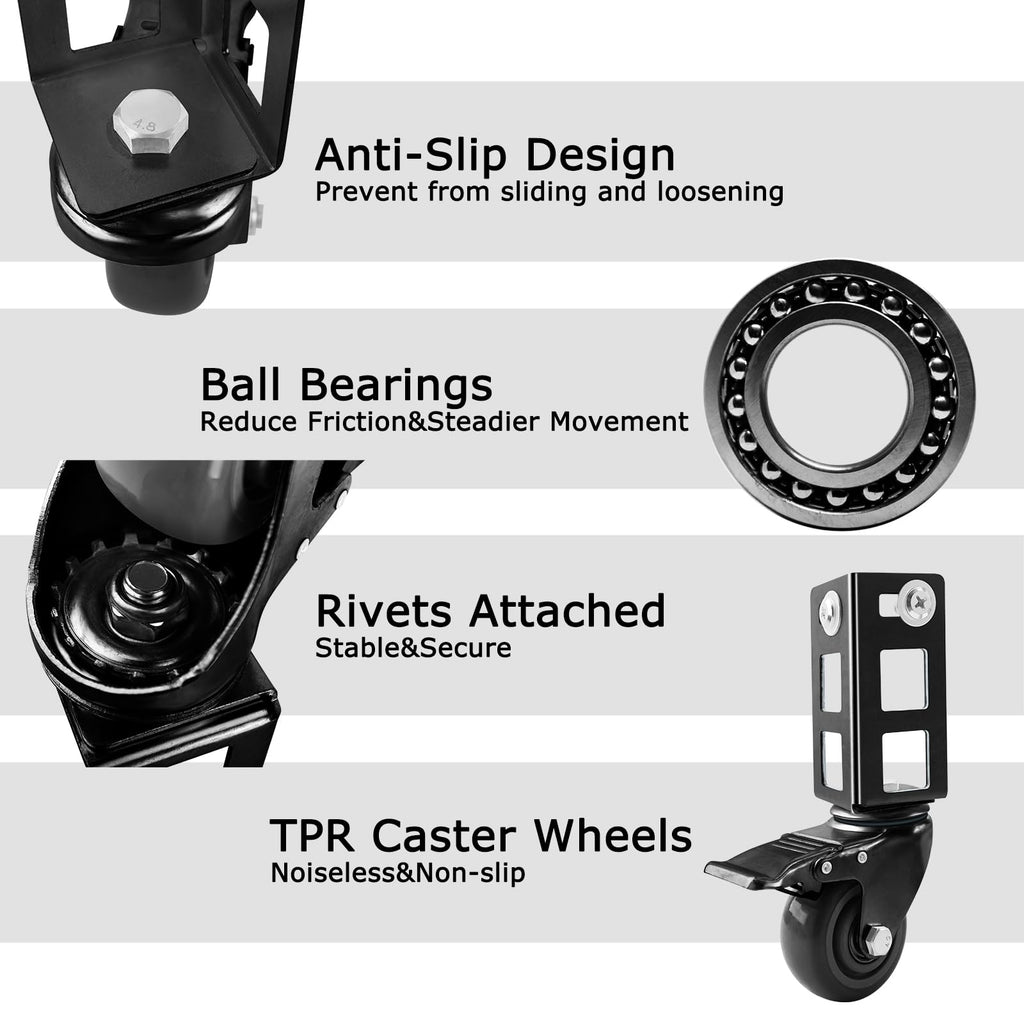 3" Heavy Duty Locking Caster Wheels 4PCS Black H938