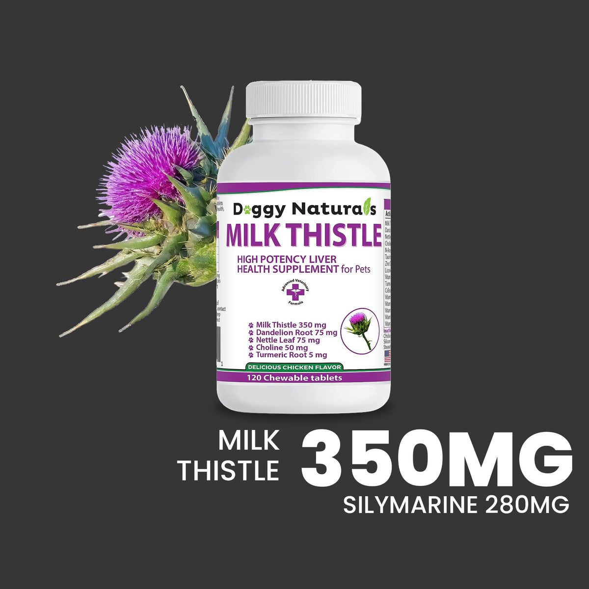 Milk Thistle Liver Health Supplement for Dogs 120 tabs T849668