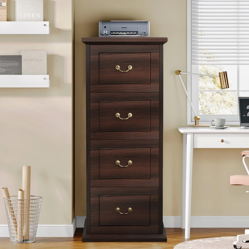 4 Drawer Dark Walnut File Cabinet J836074