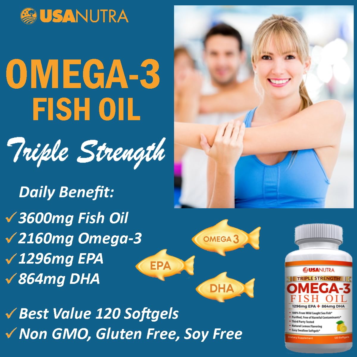 Omega-3 Fish Oil 3600mg with EPA and DHA T75367