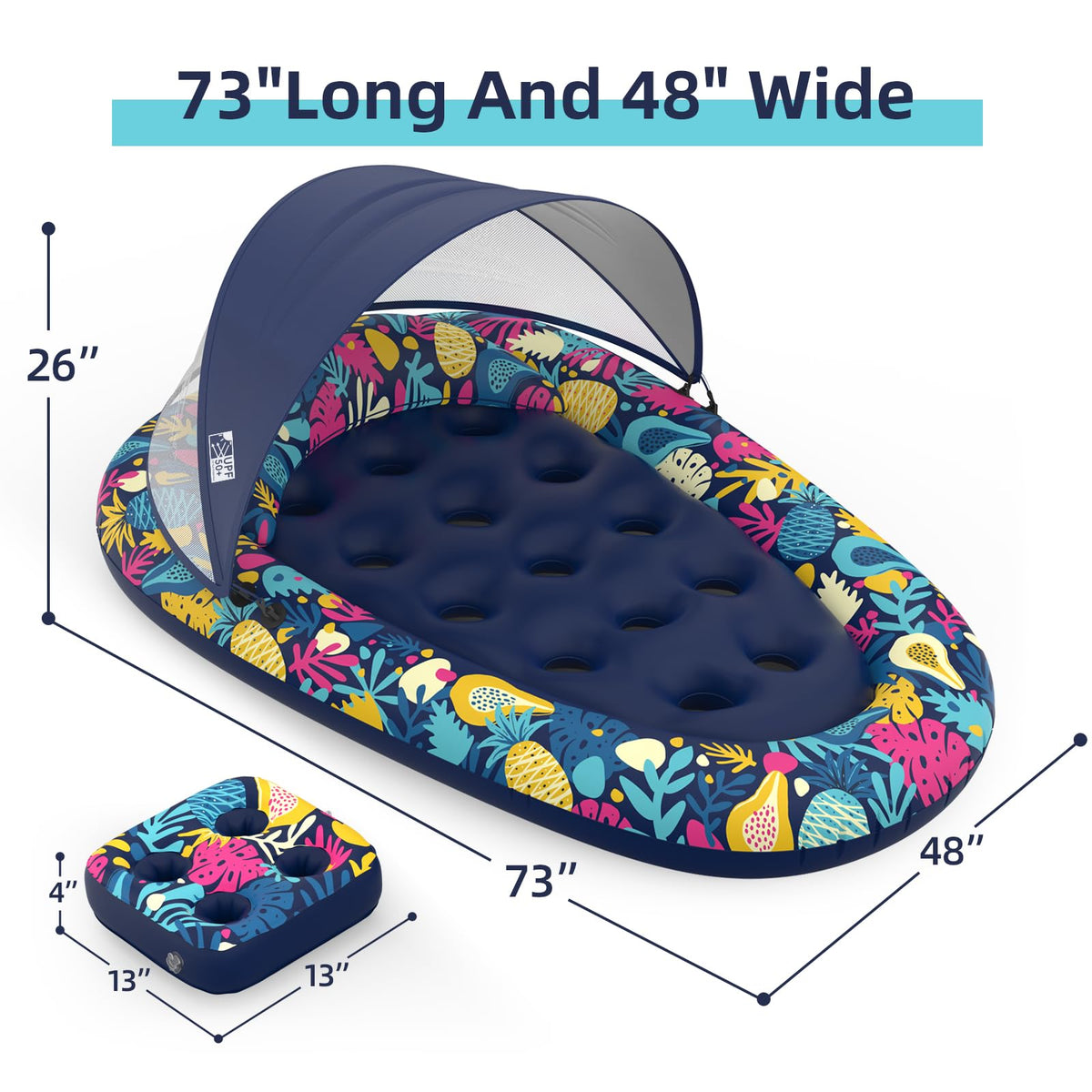 Inflatable Pool Float with Canopy Cup Holder C456