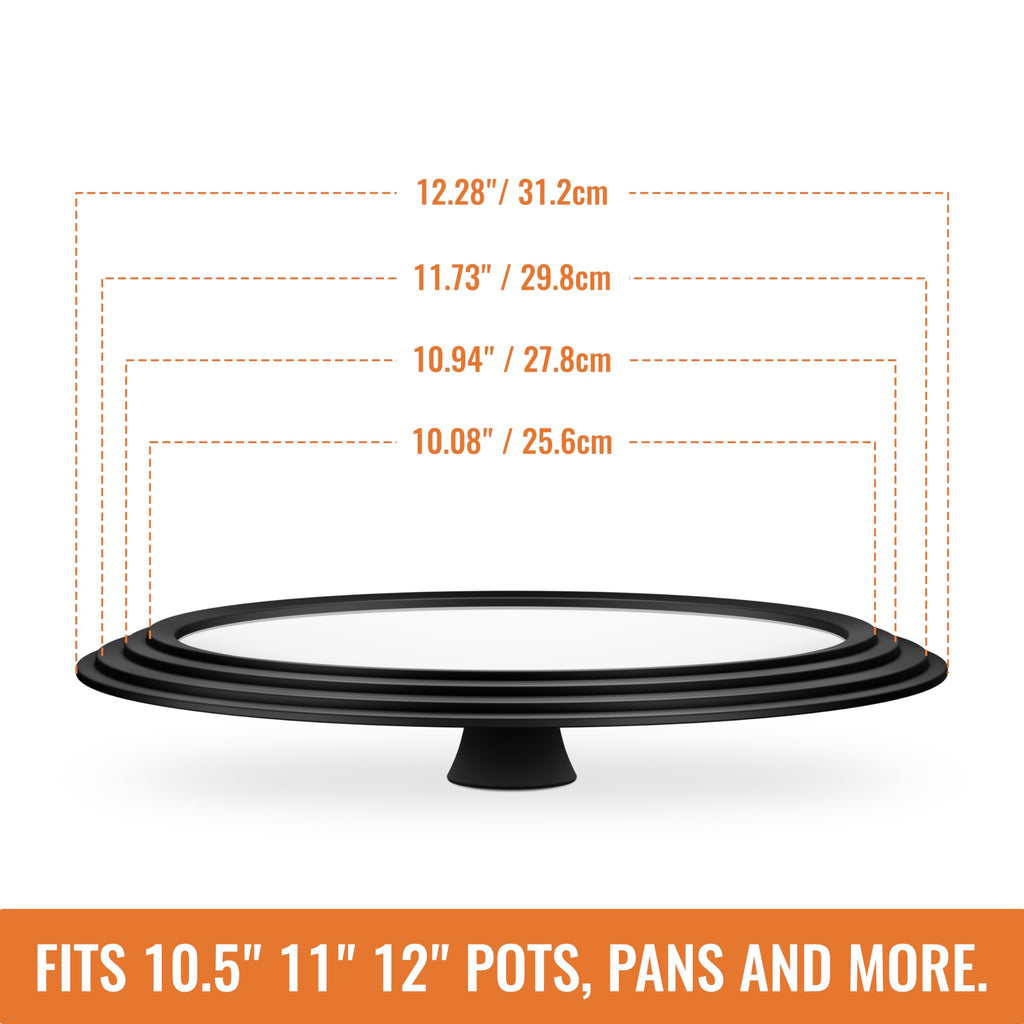 Tempered Glass Pot Lid with Silicone Rim, 10.5", 11" and 12" S329326