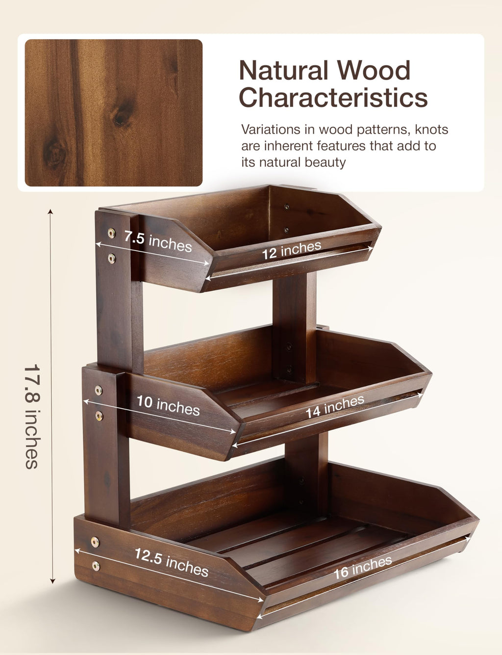 Acacia 3 Tier Fruit Basket W303660