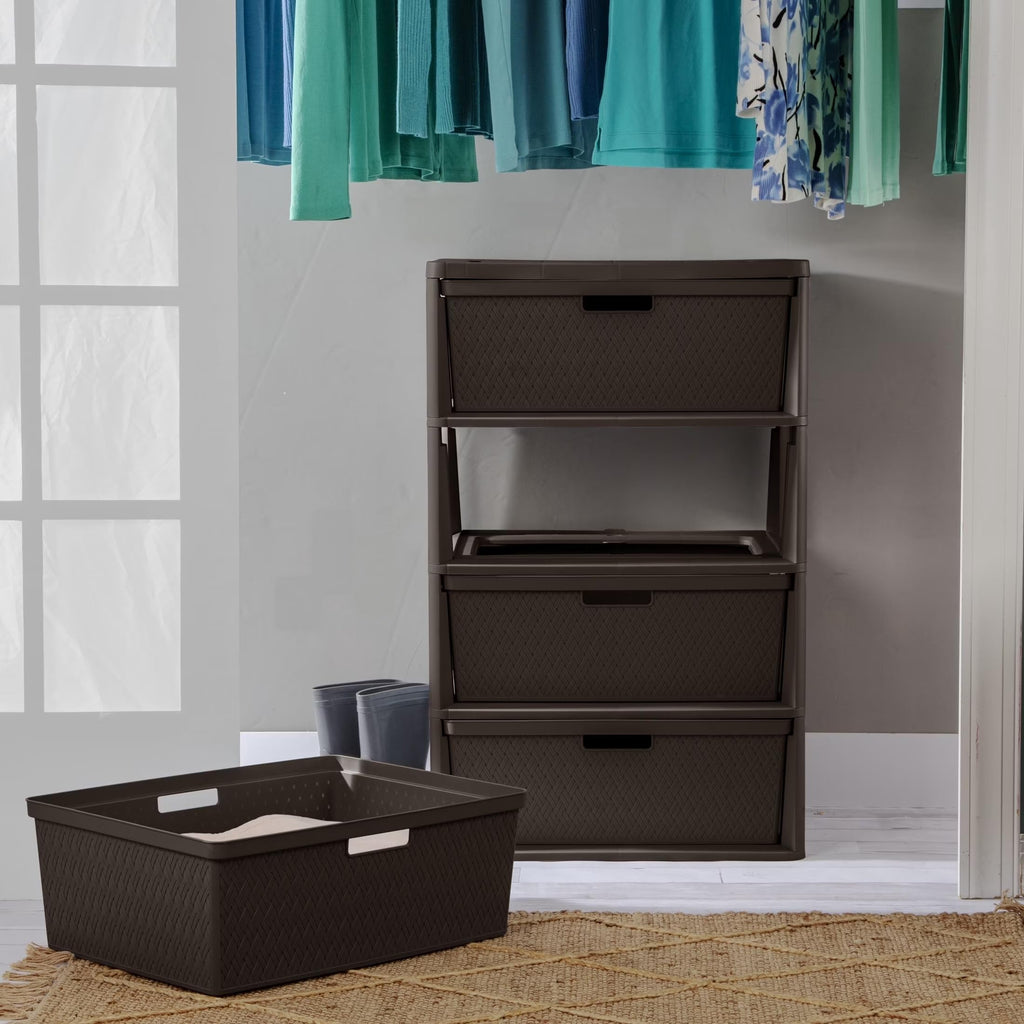 Brown 4 Drawer Plastic Storage Tower R56630