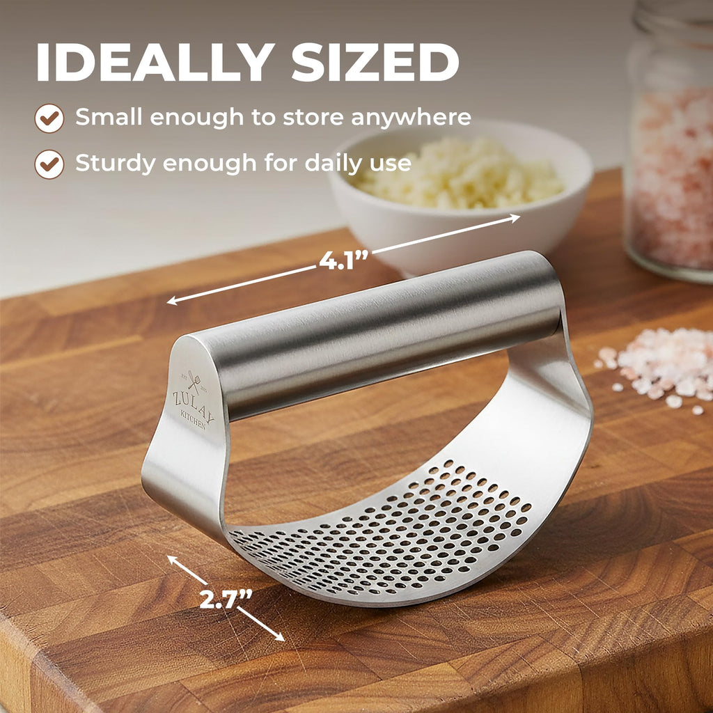 Stainless Steel Garlic Press Rocker Set with Peeler and Scraper X467