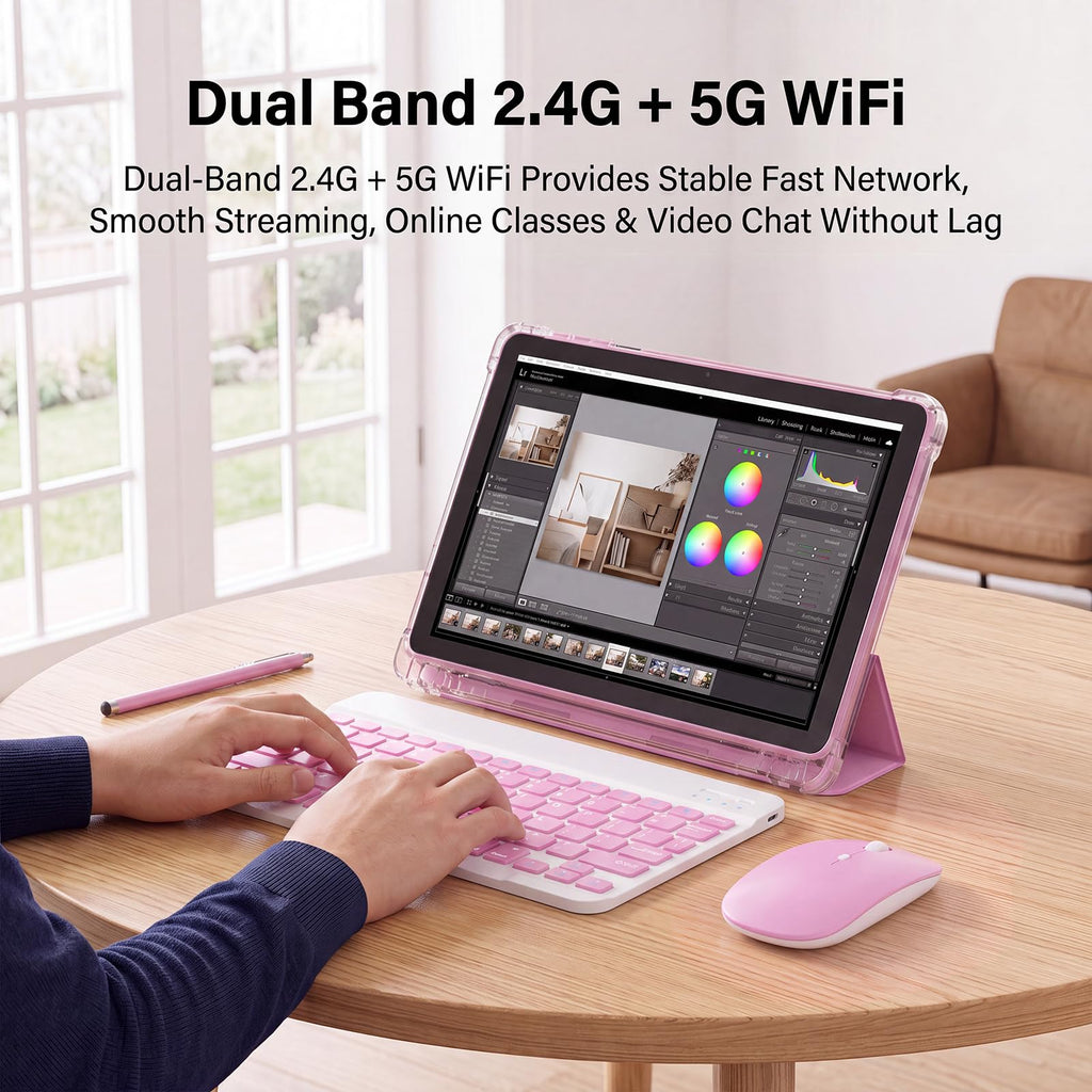 10 Inch 2 in 1 Tablet with Keyboard Kit & Case Pink D4152